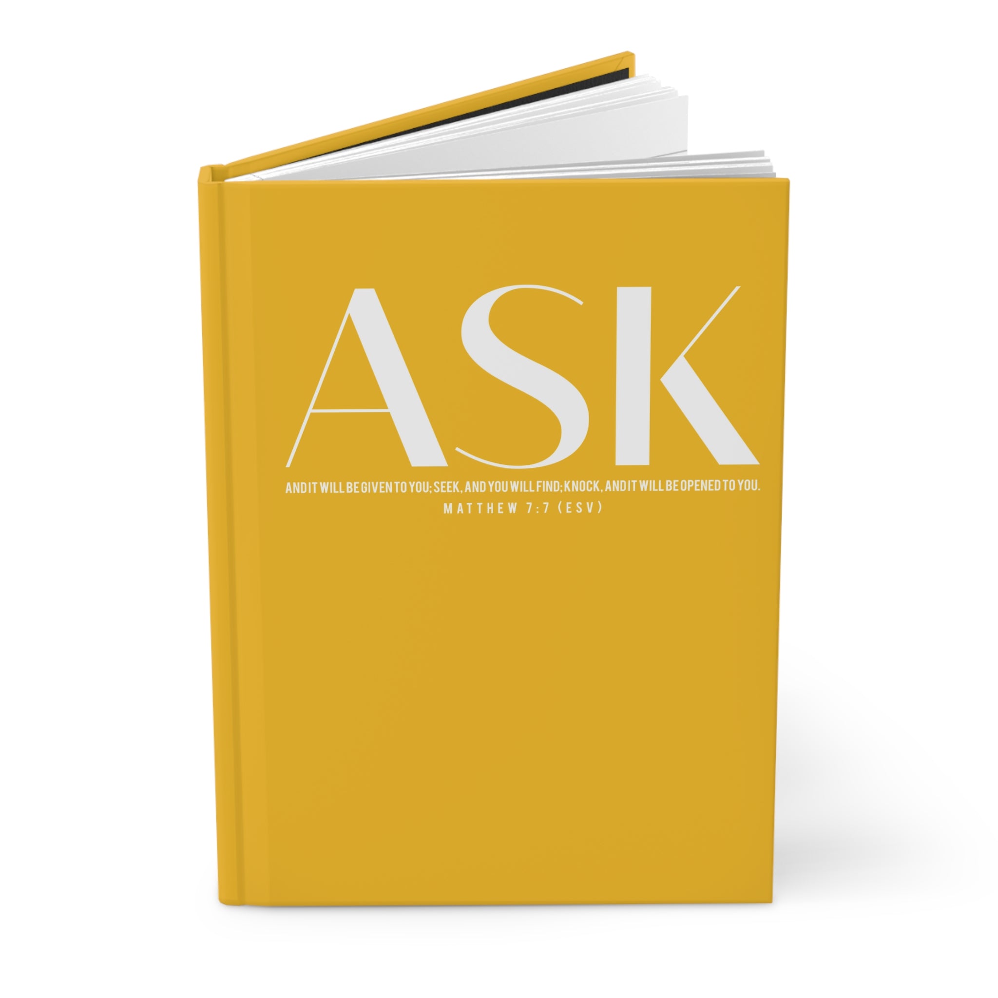 Matthew 7:7 Ask Seek Knock Journal – Christian Yellow Notebook